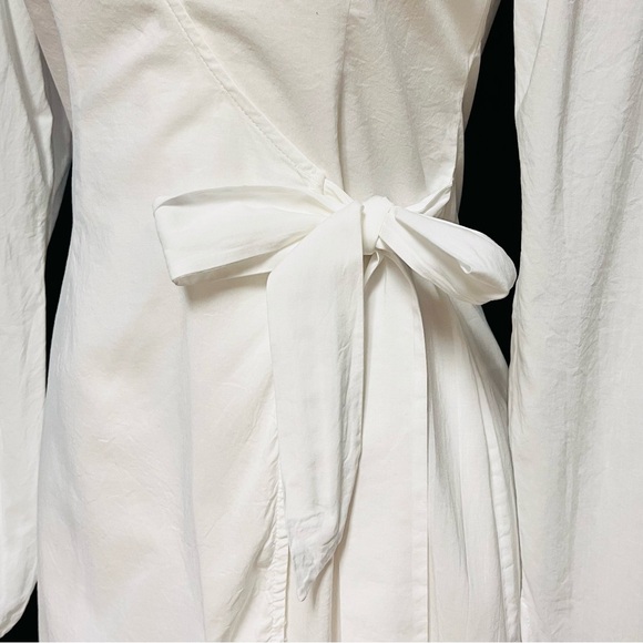 WeWoreWhat Blanca Wrap Dress Womens Size Small White Plunge Long Sleeve Poplin - Picture 5 of 16